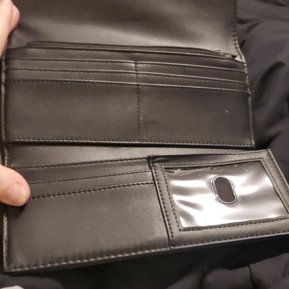 Universal Thread Black Faux Leather Bifold Wallet Snap Closure - Picture 5 of 6